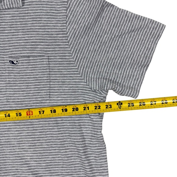 Vineyard‎ Vines Classic Fit Men's Gray White Stripe Polo Shirt Size Large Golf - Picture 8 of 10